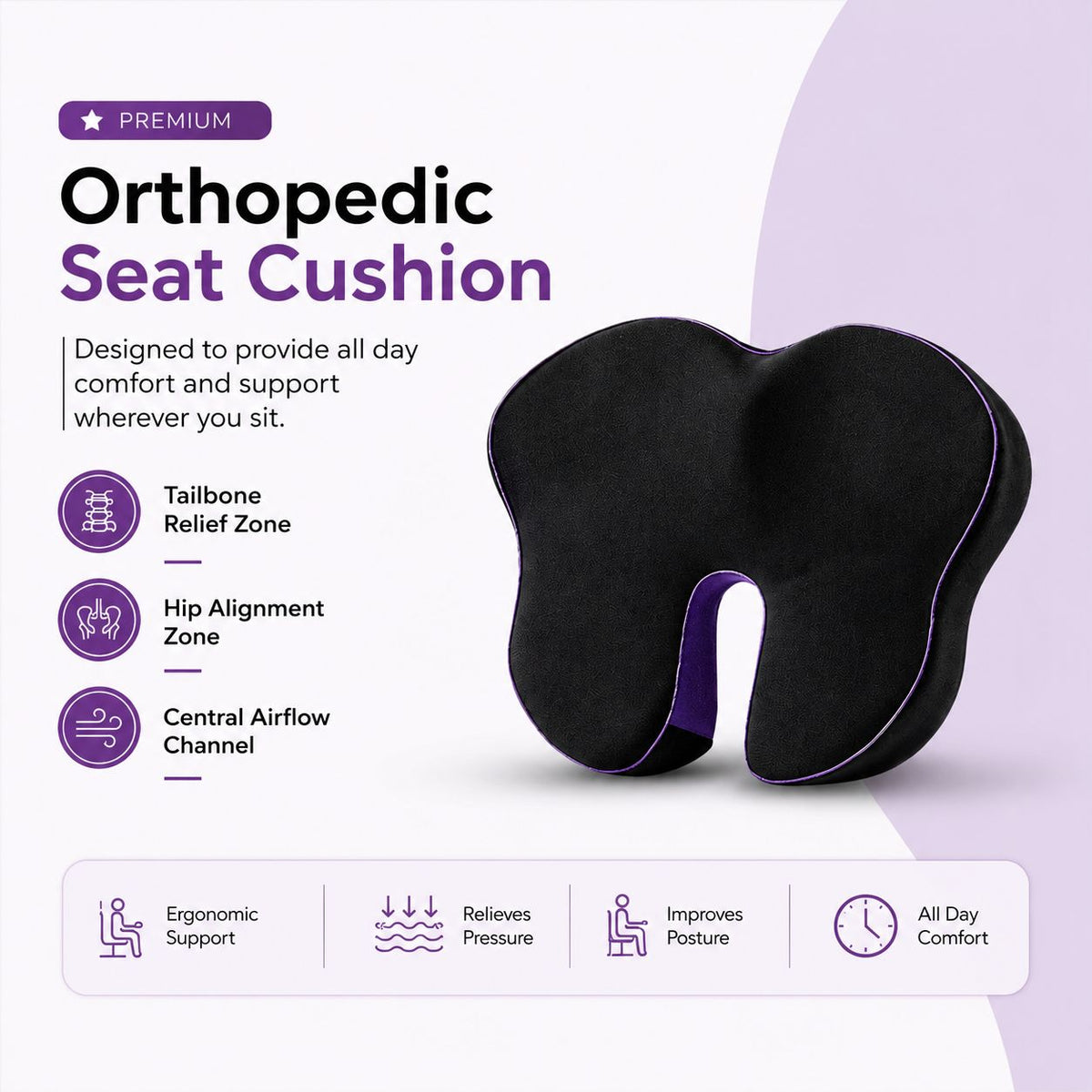 ErgoSeat™ — Premium Orthopedic Seat Cushion